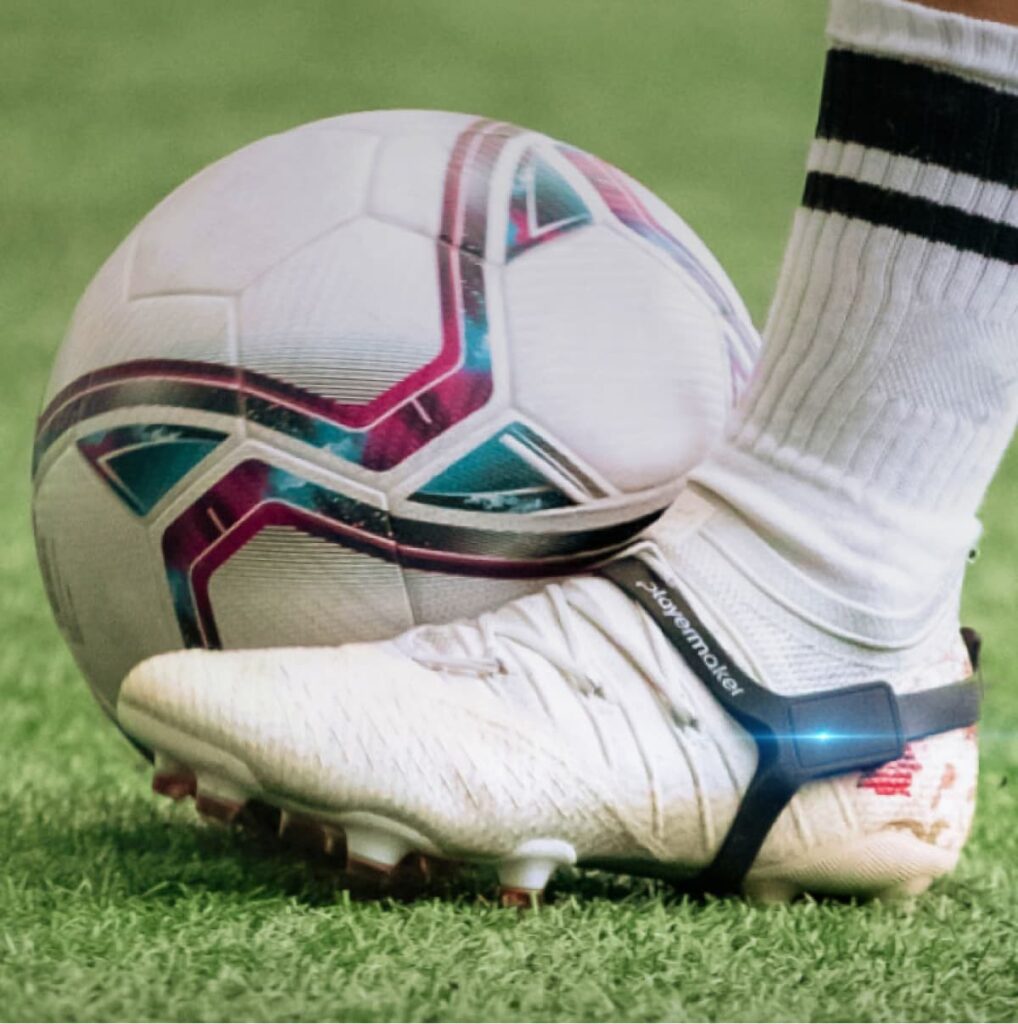 playermakers smart soccer tracker attached to football cleat